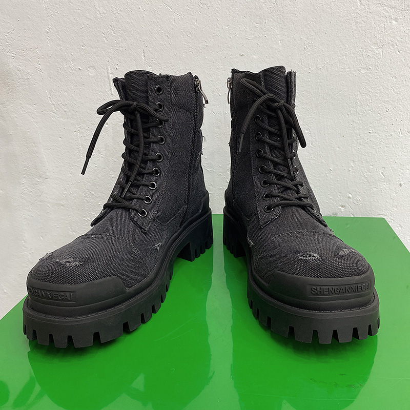 Men's Thick Bottom Ripped Retro Distressed Workwear Martin Boots foto 5
