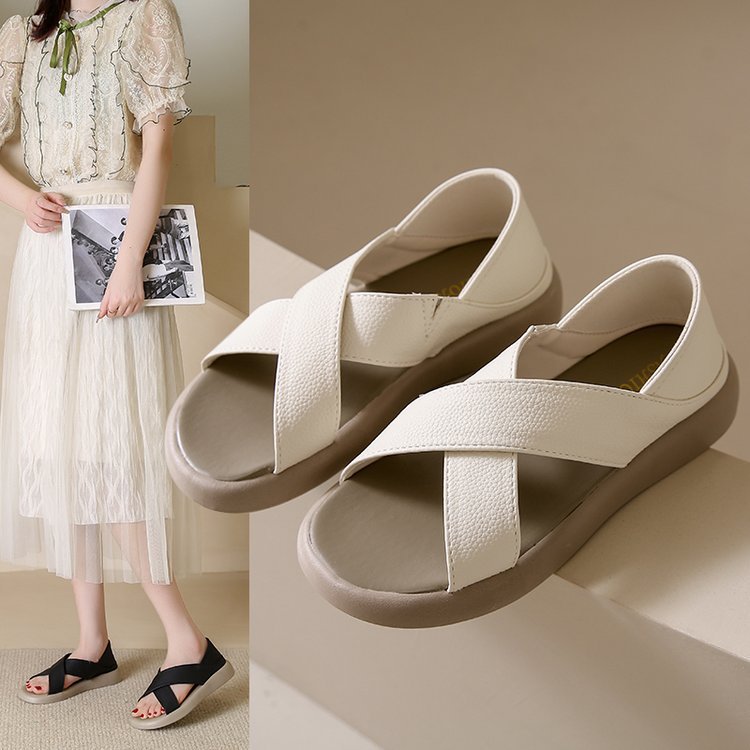 Beach Flat Sandals Outdoor Open-toe Cutout Peep-toe Sandals For Women foto 4