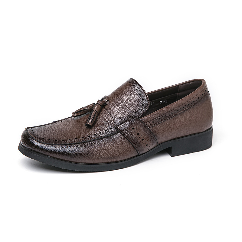 Men's Loafer Tassel Slip-on Business Casual Round Toe Leather Shoes foto 5