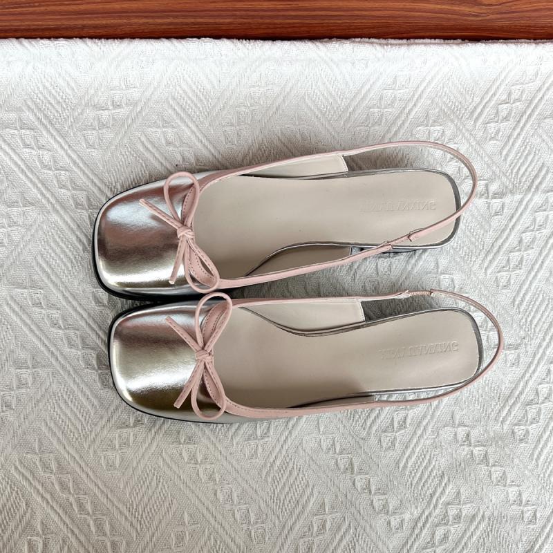 Square Toe Chunky Heel Low-cut Back Empty Closed Toe Sandals foto 3