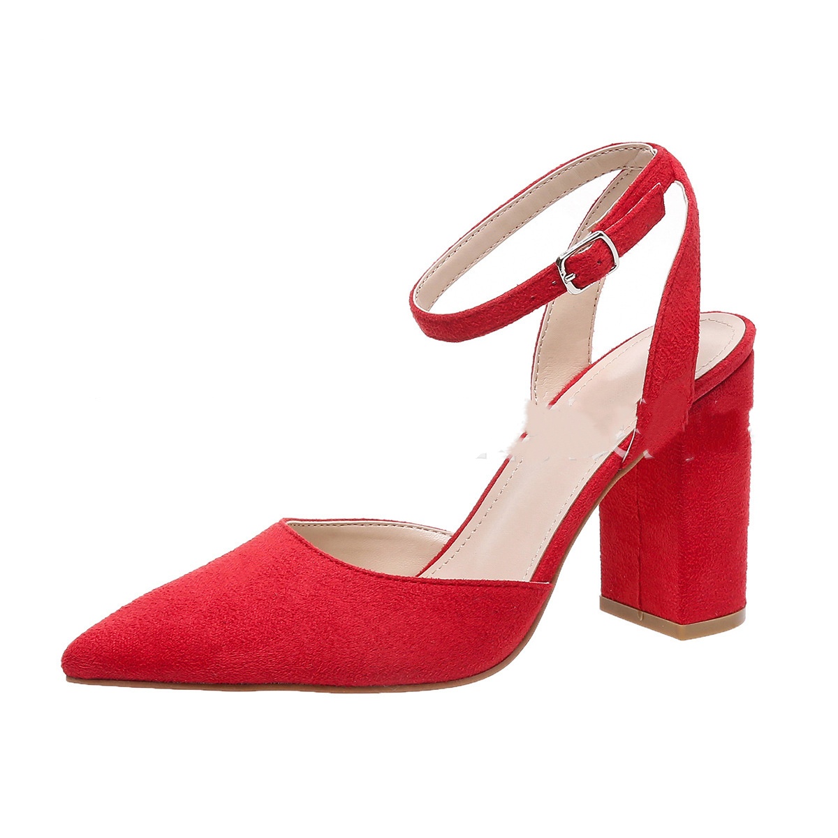 Women's Large Size Hollow Pointed Chunky Heel High Heels foto 4
