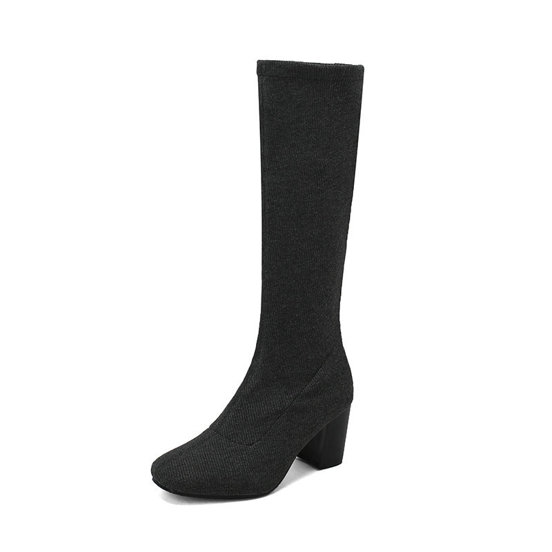 Womens Stretchy Chunky Heel Over-the-Knee Boots foto 3