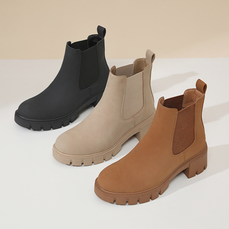 Women's Thick Bottom Suede Dr Martens Boots foto 4