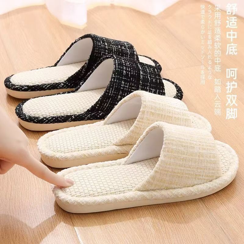 Indoor Summer Sweat Absorbing Cotton And Linen Slippers foto 5