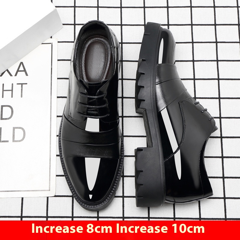 Height Increasing Insole 10cm Men's Business Formal Wear Paint Bright Leather 8cm Platform Height Increasing Shoes foto 3
