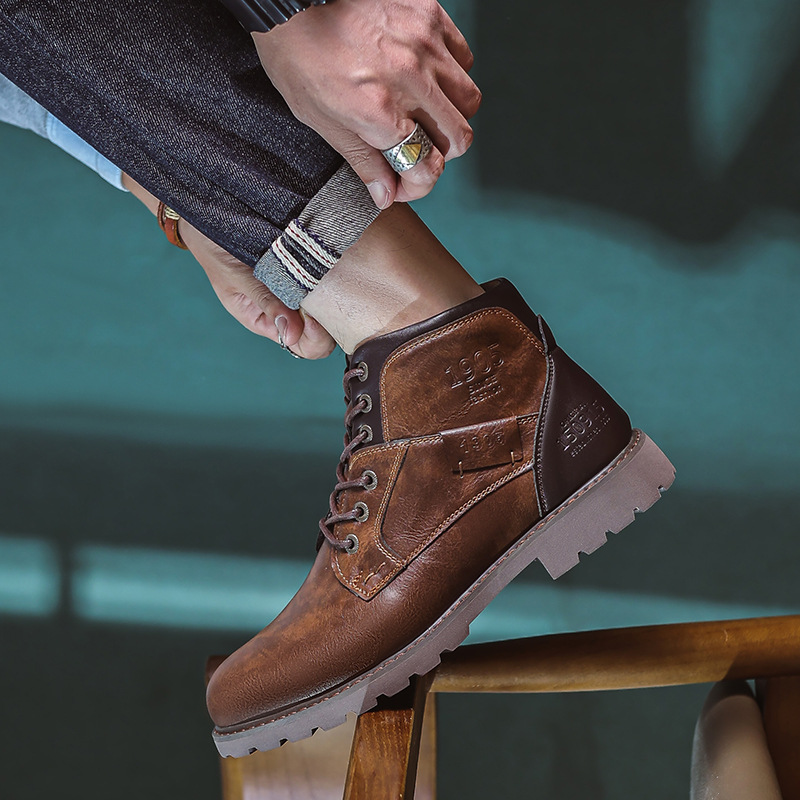 Retro British Style Leather Boots foto 5