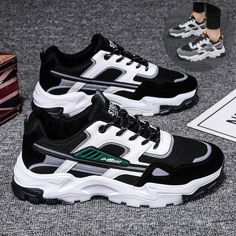 Black White Lace-up Sneakers Men Outdoor Breathable Csual Mesh Shoes Lightweight Running Sports Shoes foto 2