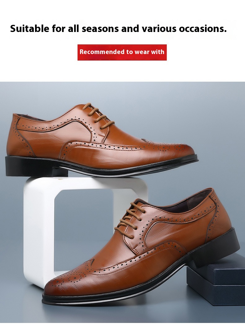 Block Carved Casual Leather Shoes For Men foto 5