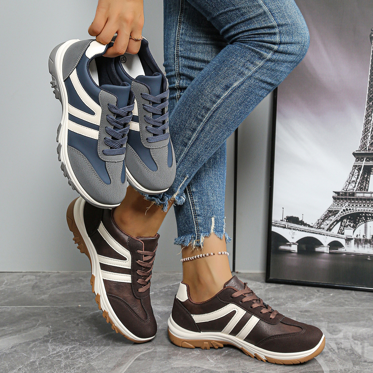 Retro Color-Block All-Match Dr Martens-style Casual Shoes For Women foto 5
