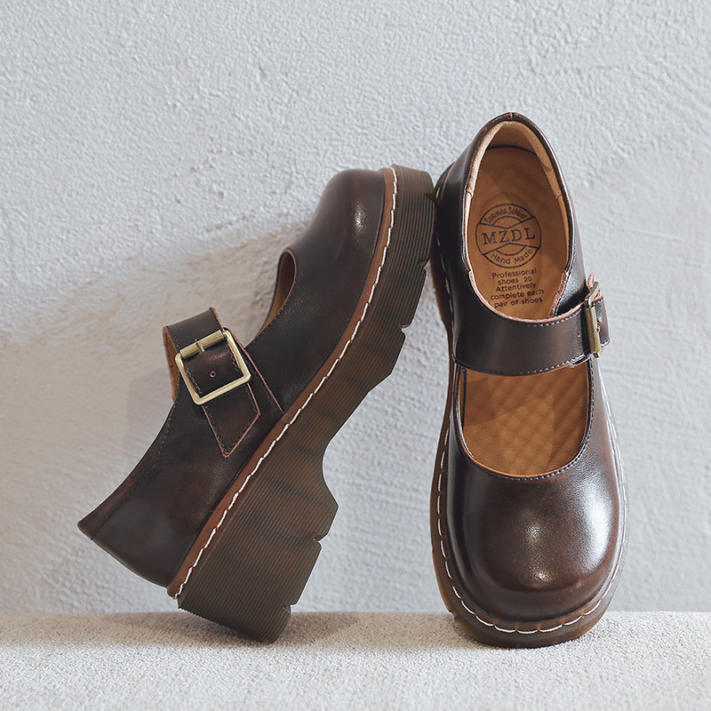 Women's Fashion Retro Buckle Mary Shoes foto 5