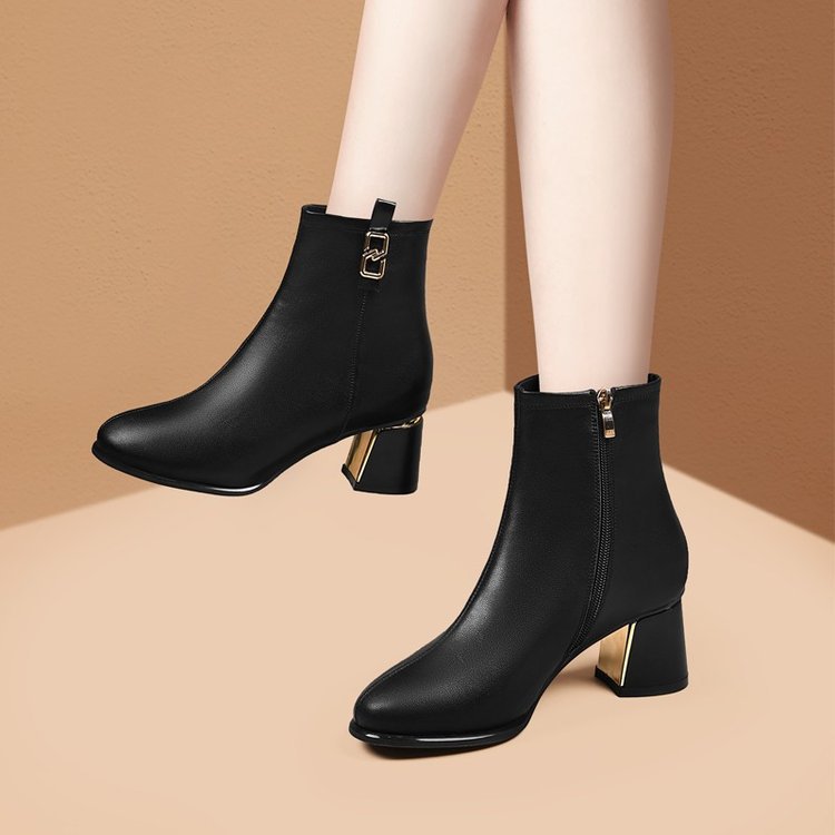 Womens Chunky-heeled Shoes With A Side-zip Design foto 4