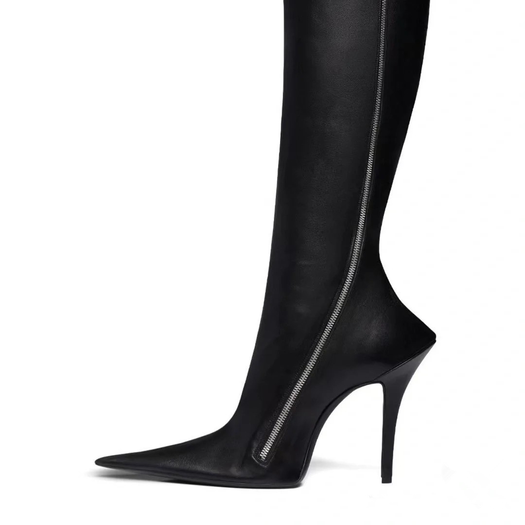 New Stiletto Heel Pointed Shaped Heel Side Zipper Knee-length Female Boots foto 5