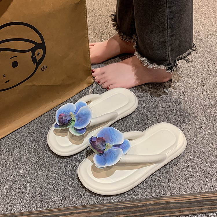 Butterfly Blue Design Soft Bottom Flip Flops Women Casual Non-slip Flip-flop foto 2