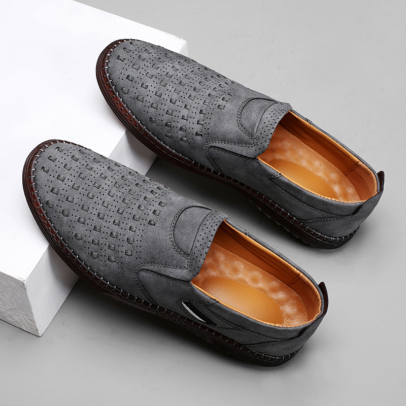 Outdoor Leisure Slip-on Flat Handmade Leather Shoes Men foto 3