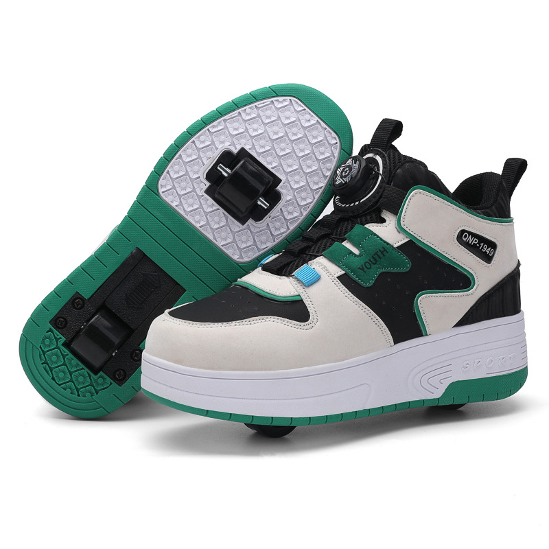 Mesh-panel Dual-wheel Walking Shoesessential Roller Skates For Kids foto 2