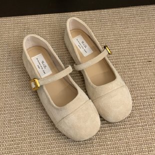 Low-cut French Vintage Suede Mary Jane Shoes Flat Shoes foto 4