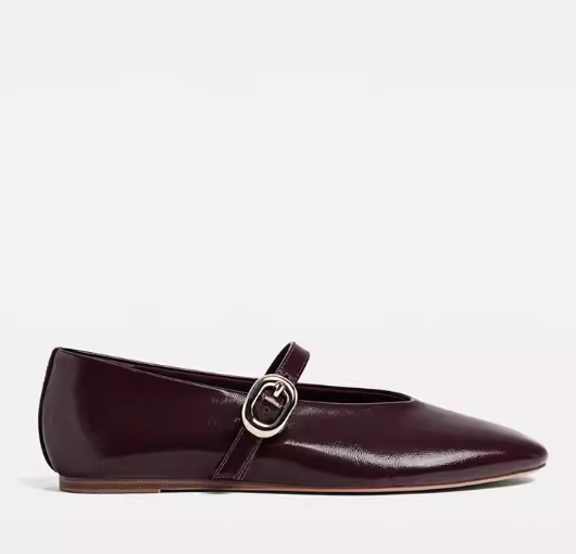 Stylish Flattering And Comfortable Burgundy Round Toe V-neck Strap Flat Shoes foto 5
