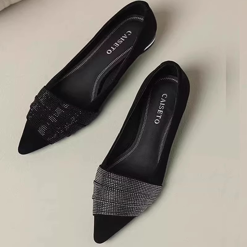 Pointed-toe Rhinestone Slip-on Low-cut Womens Shoes foto 4