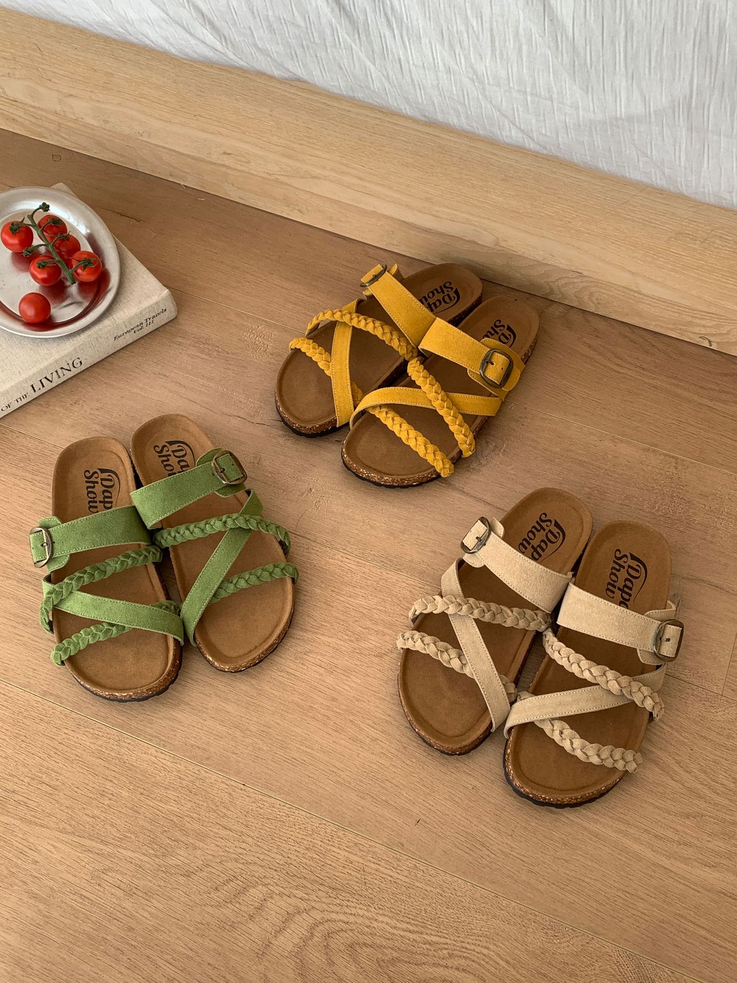 Retro Mori-style Open-toe Outdoor Soft-soled Woven Slippers