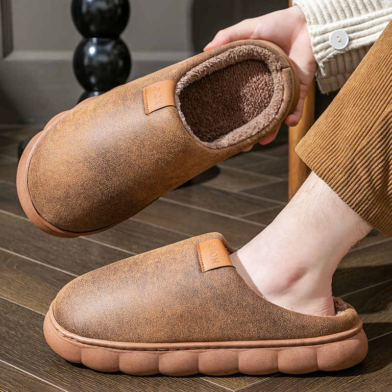 Men's Home Slippers Winter Warm Fleece Shoes Indoor Bedroom Floor Plush Slippers For Women Couple foto 4
