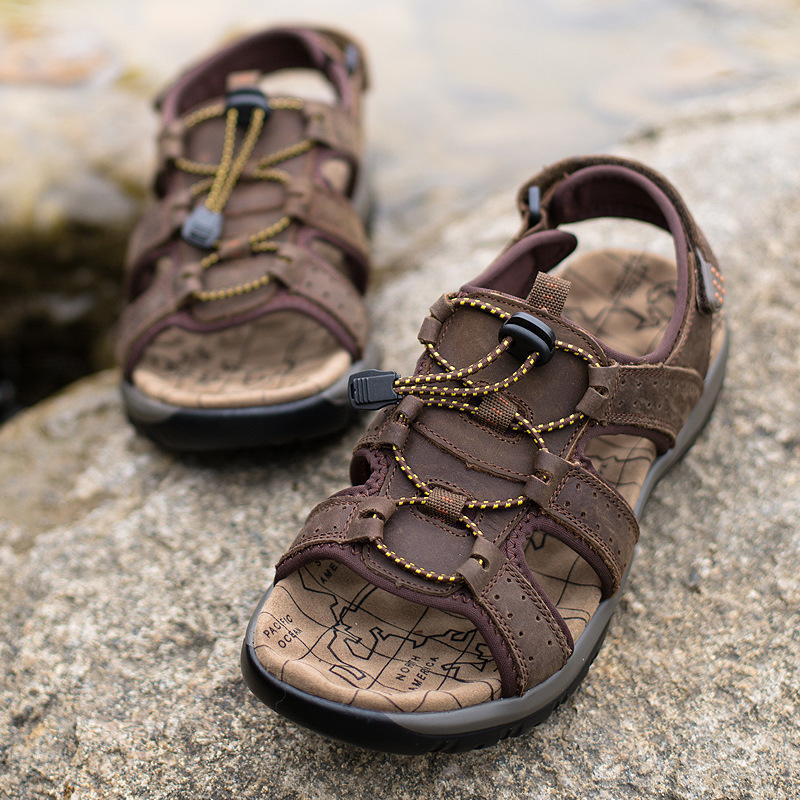 Summer Sandals For Men Fashionable Versatile Sporty Open-toe Solid-color Casual Shoes foto 2
