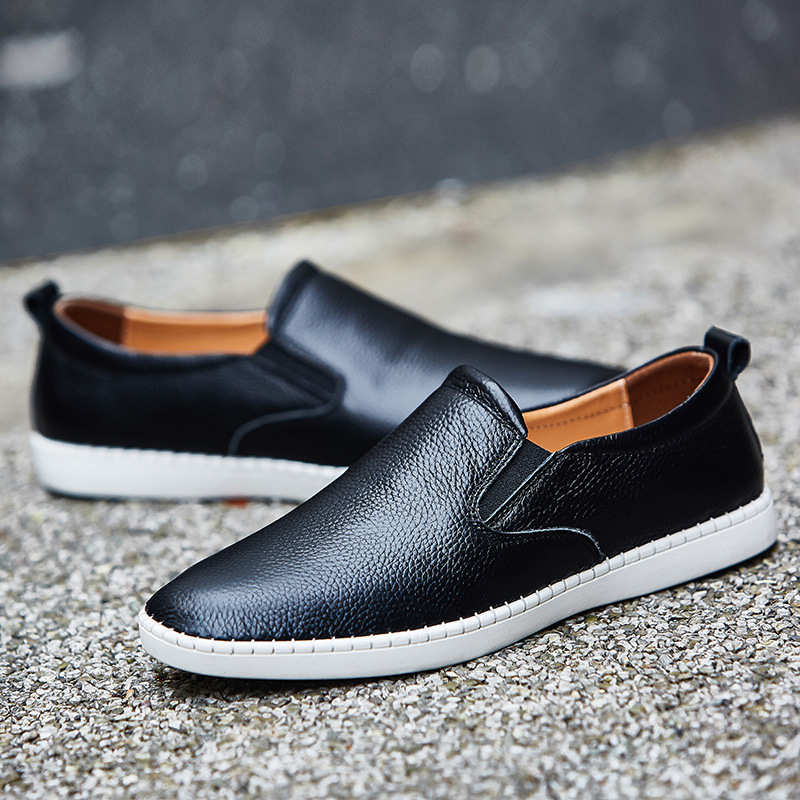 Spring And Autumn Men's Casual Cowhide Flat Sneakers foto 4