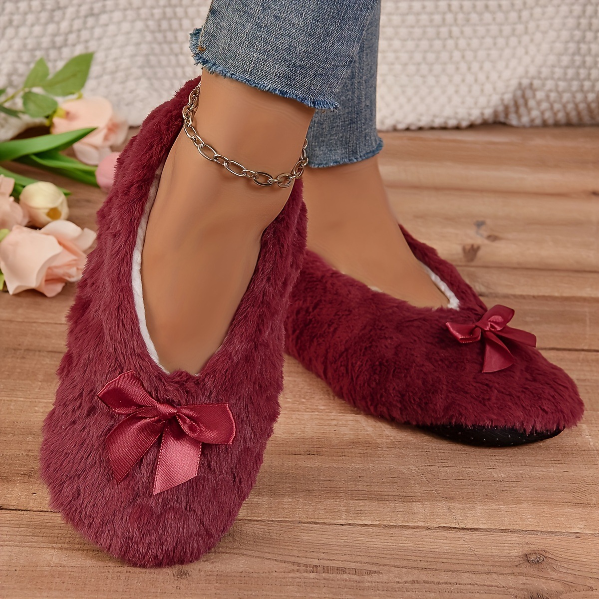 Women's Indoor Comfortable Breathable Warm Closed-toe Slippers Soft foto 3