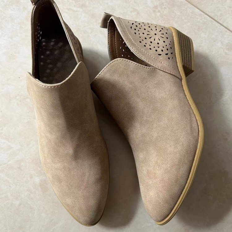 Womens Pointed-toe Low-heeled Martin Boots foto 5