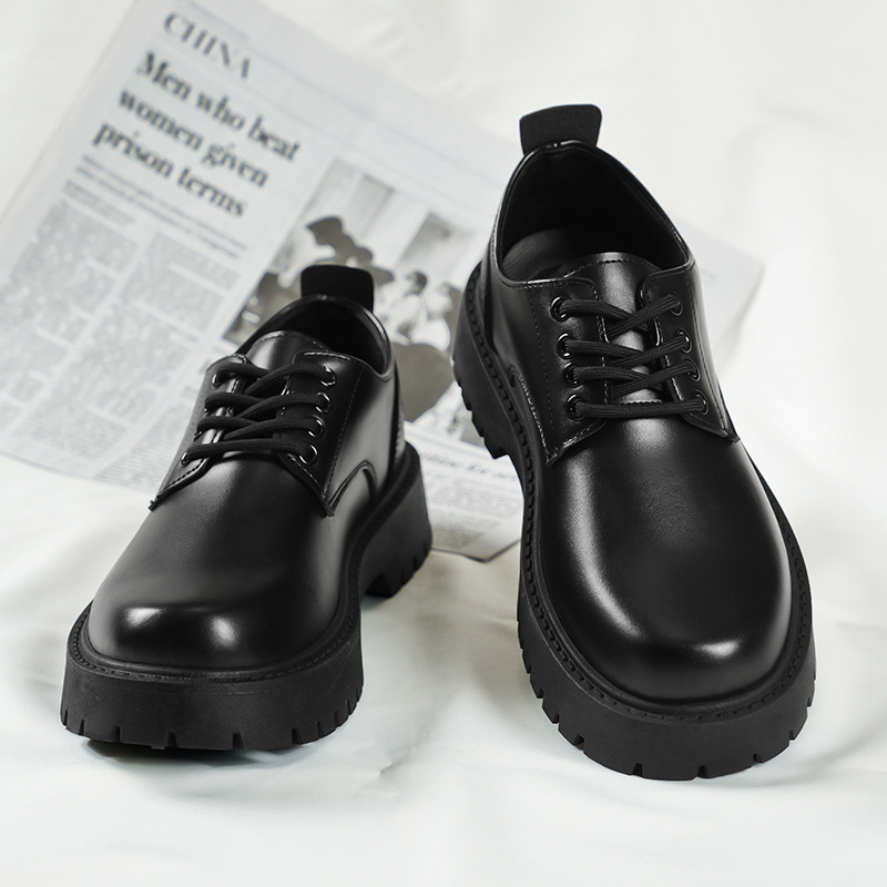 Mens Business Waterproof Black Leather Shoes foto 4