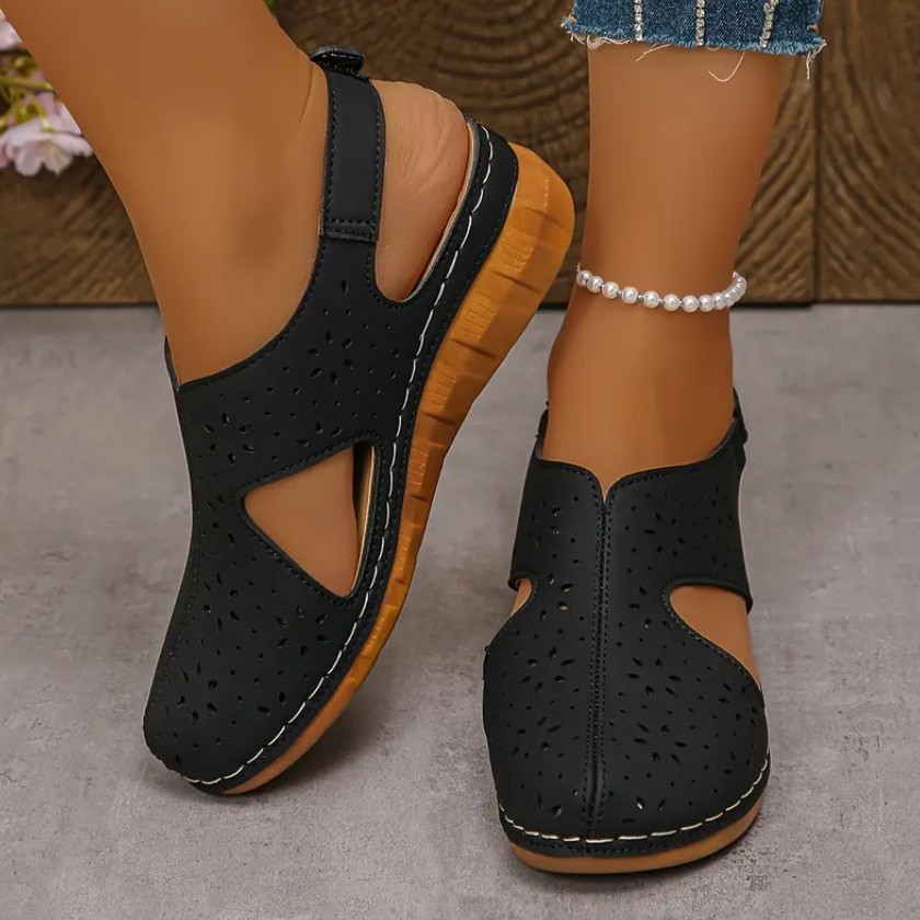 Breathable Velcro-Strapped Wedge Sandals With Fishmouth Design And Stitched Seams foto 2