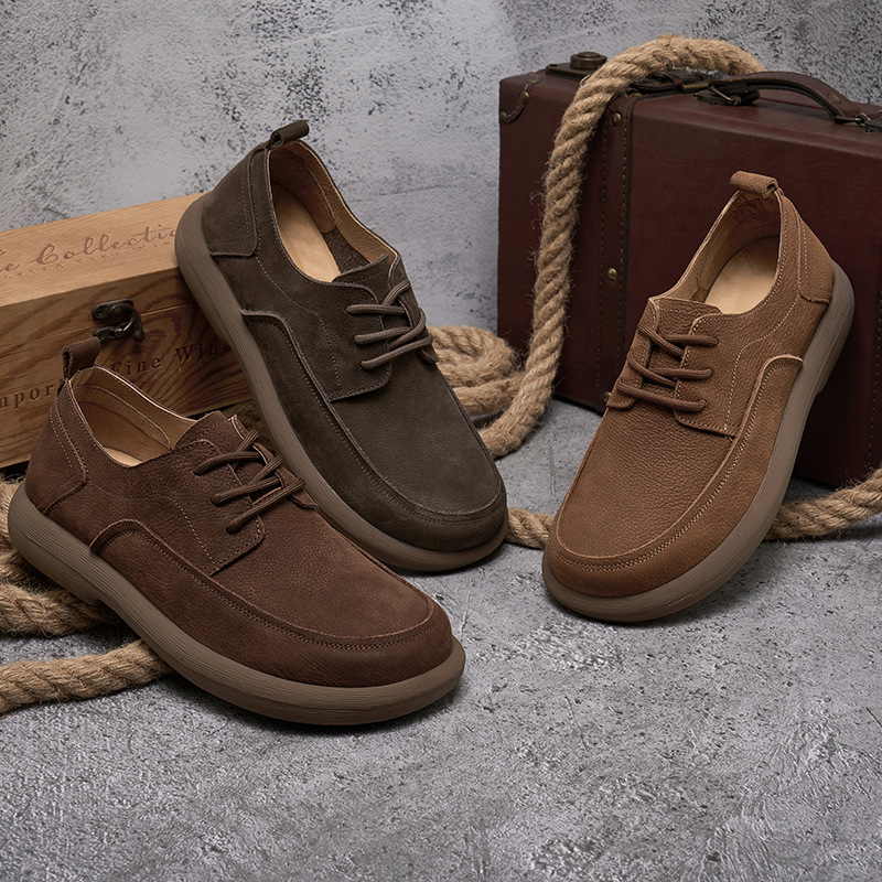 Men's Retro British Style Pigskin Inner Rubber Sole Casual Lace-up Leather Shoes foto 5