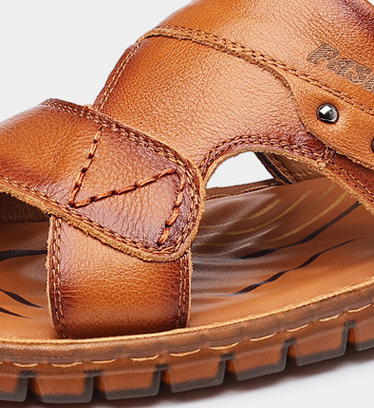 Men's Sandals Beach Shoes Top Layer Cattlehide Leather Fashion foto 5