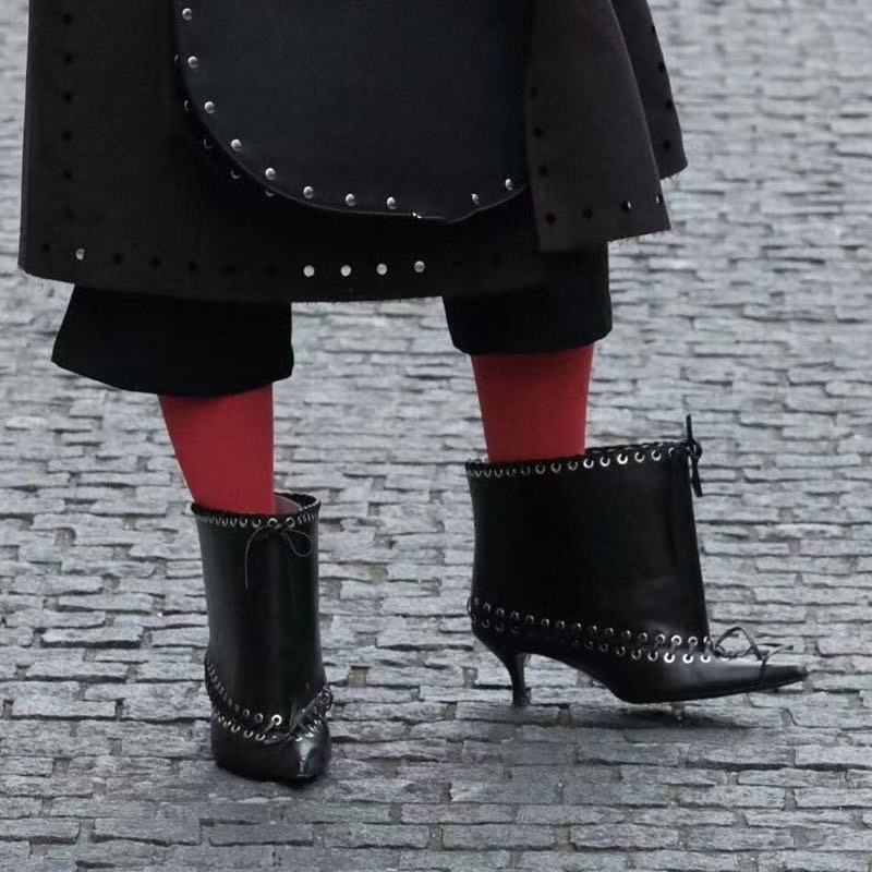 New European And American-style Studded Over-the-knee Boots With Pointed Toes foto 3