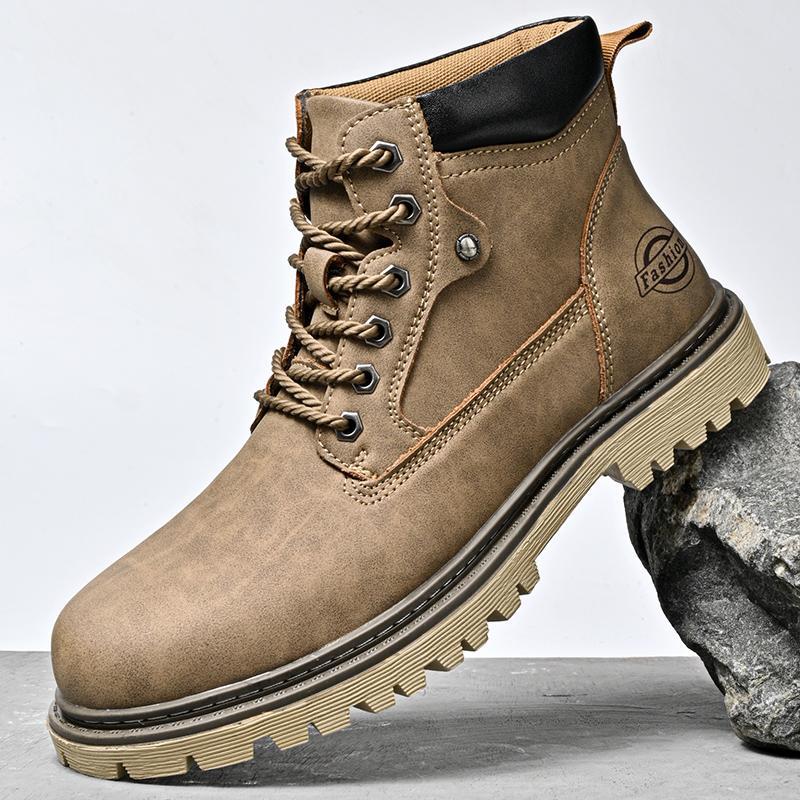 Genuine Leather Men's Shoes Mid-top Men's Casual Martin Boots foto 4