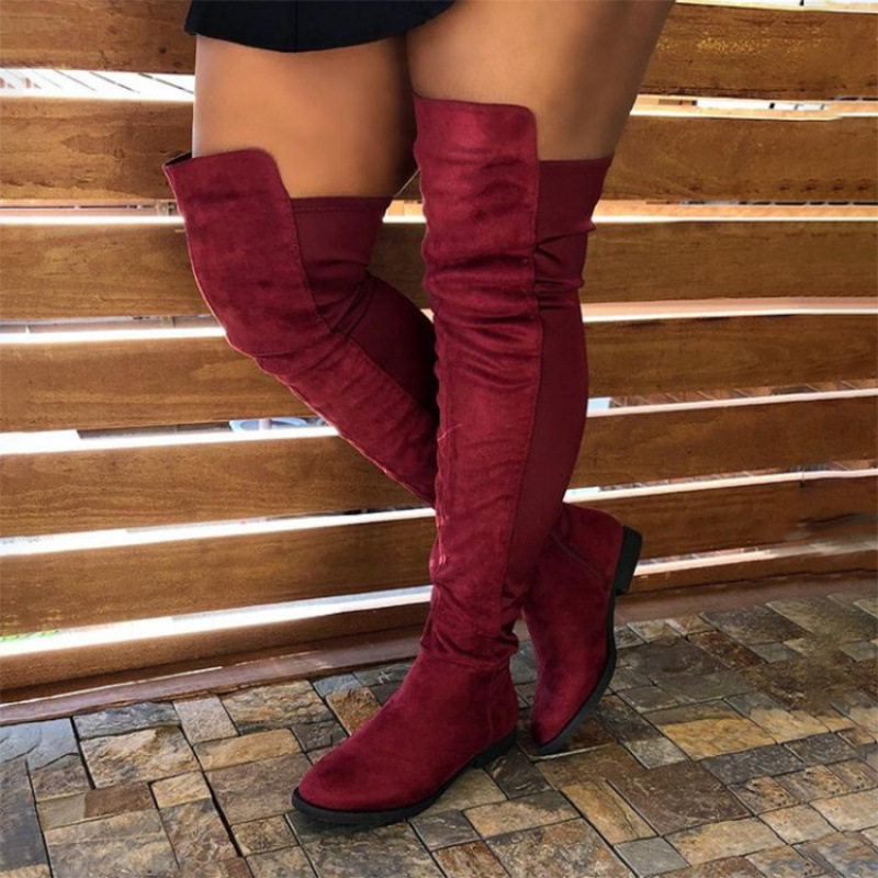 Stylish Round-toe Knee-high Womens Boots With A Unique Patchwork Design foto 2