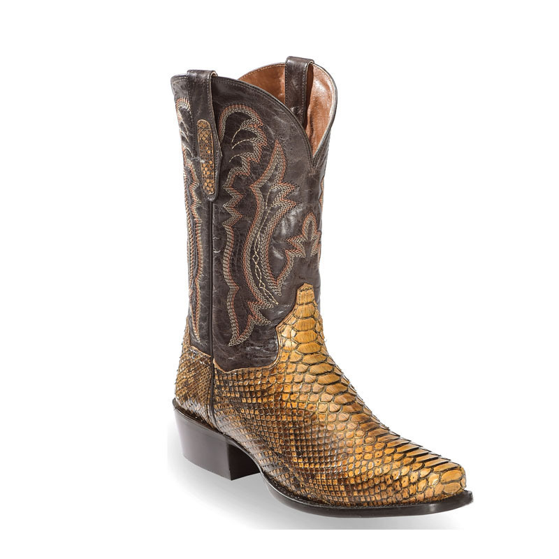 Mens Embroidered Pointed-Toe Patchwork Quilted Boots foto 2