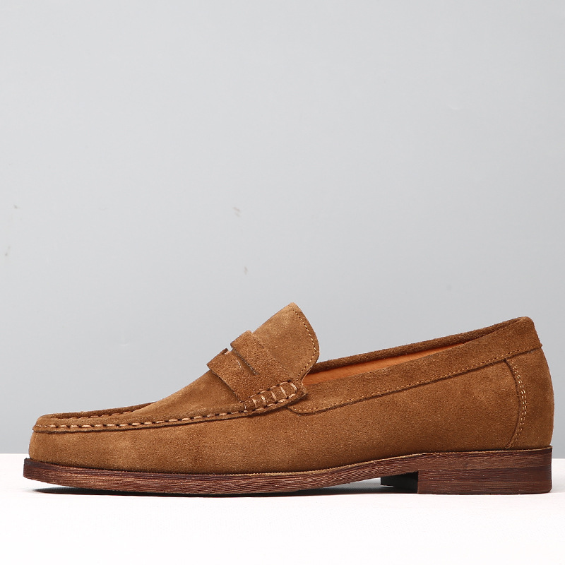 Mens Leather Loafers Genuine Leather Boat Shoes Slip-on Suede foto 5