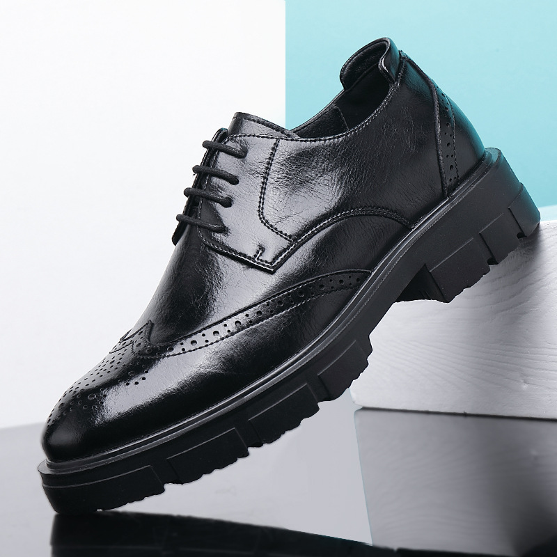 Men's Cowhide Business Suit Casual Elevator Shoes foto 4