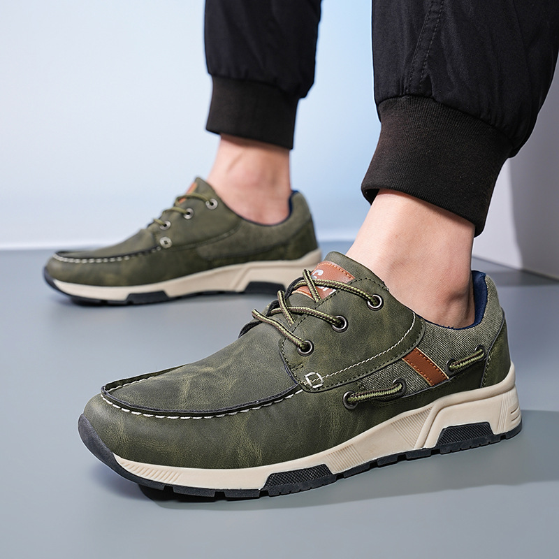 Leather Breathable Sneaker Men's Plus Size Casual Commuter Shoes foto 4