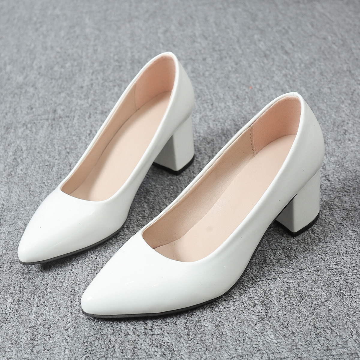 Versatile Womens Shoes Comfortable French-Style White High Heels foto 3