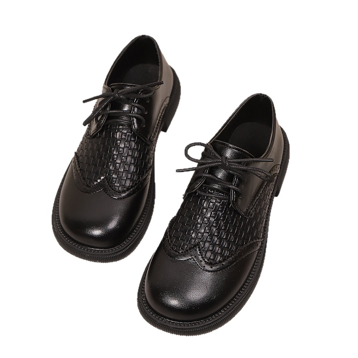 Mid Heel Lace-up Mesh Breathable Stylish Leather Shoes foto 4