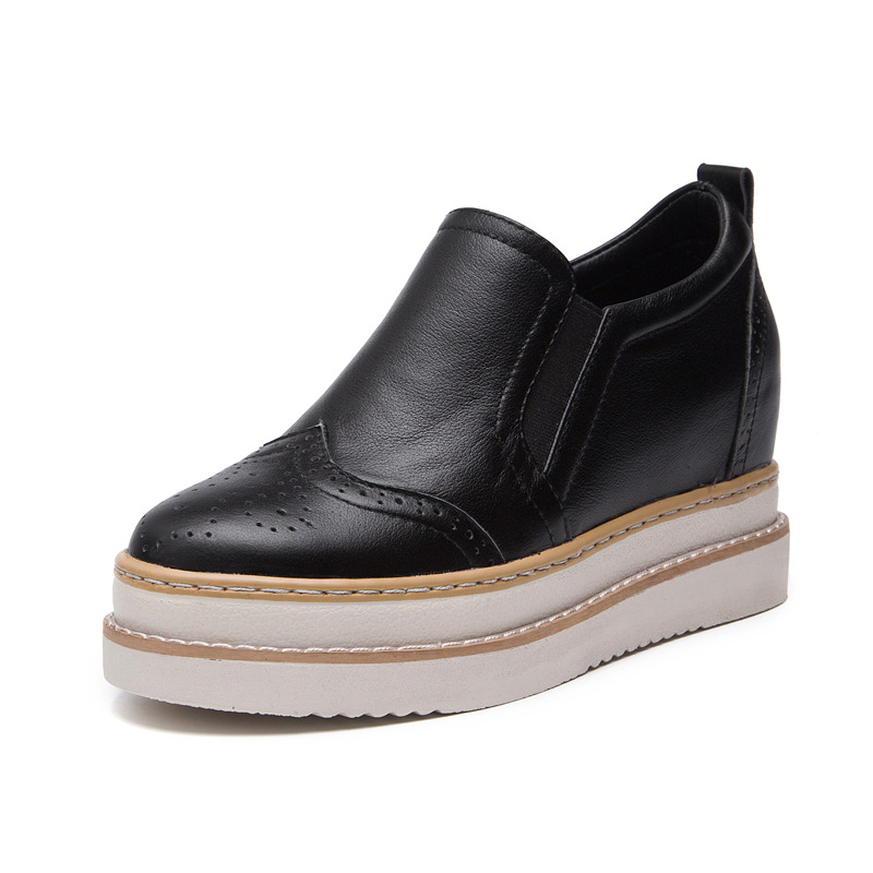 Women's Height Increasing Insole Genuine Leather Women's Shoes Brogue Platform foto 3