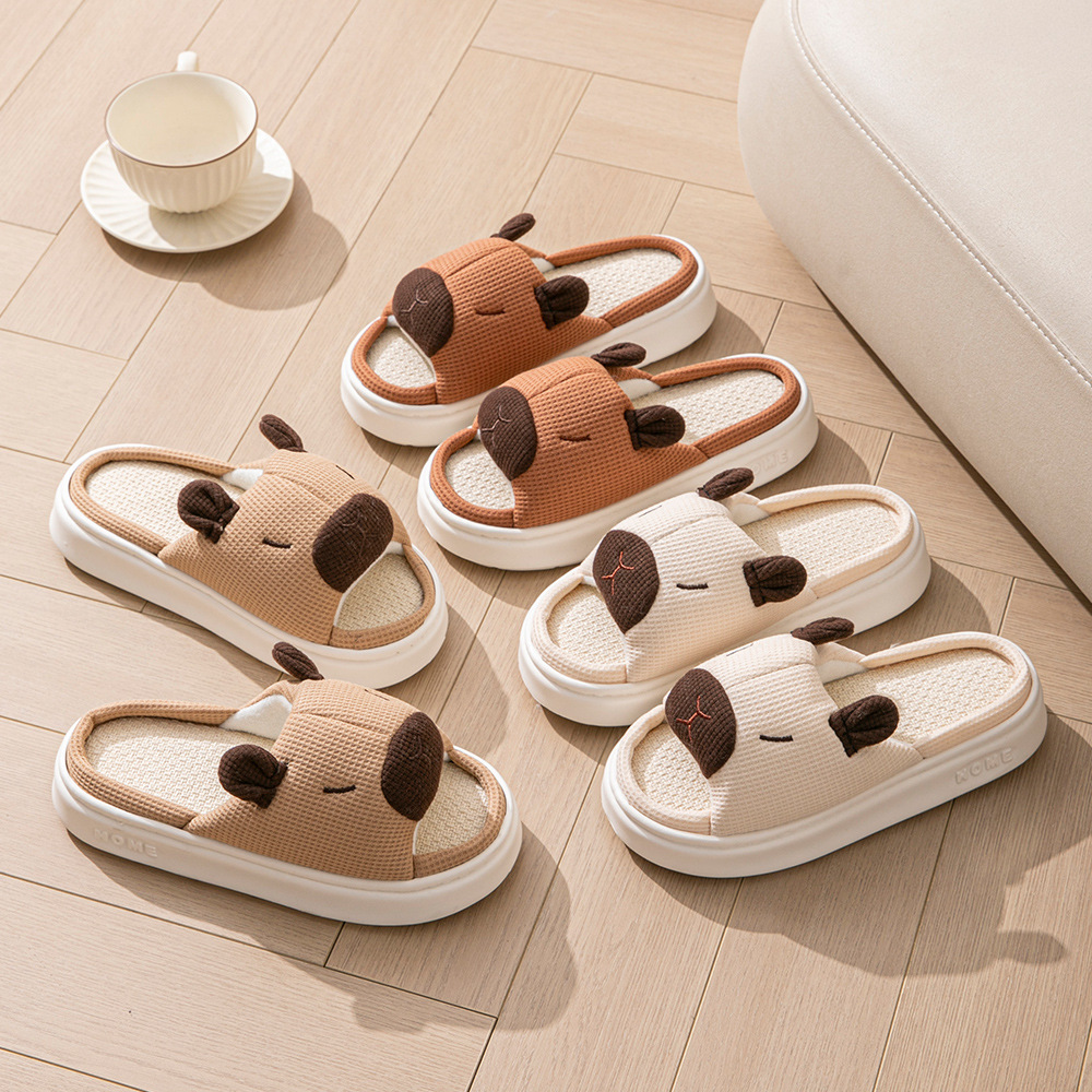 Capybara Open-Toe Linen Slippers With Thick Soles foto 5