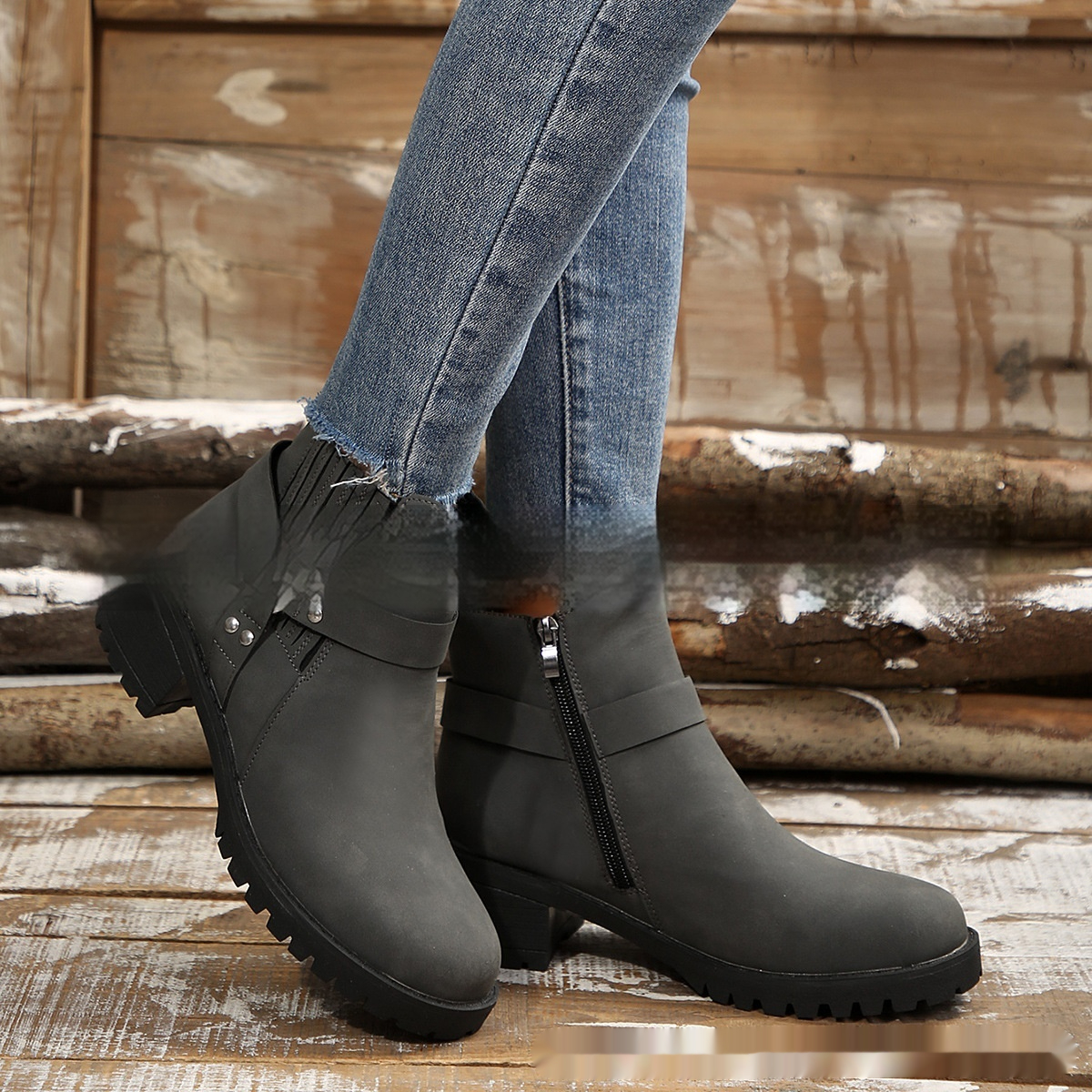 Belt Buckle Women's Ankle Boots Elastic Band foto 5