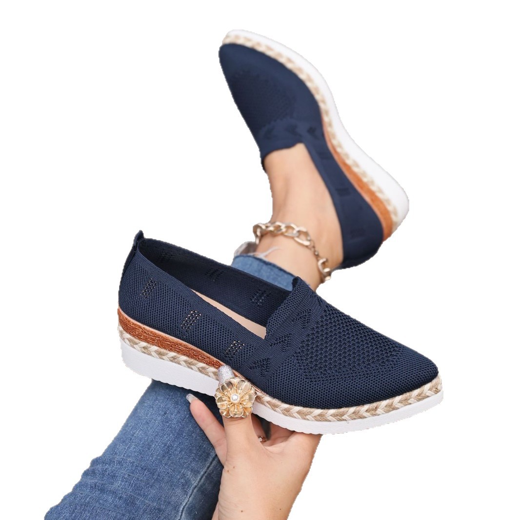 Woven Hemp Rope Platform Shallow Breathable Snakeskin Pointed Toe Women's Flats foto 3