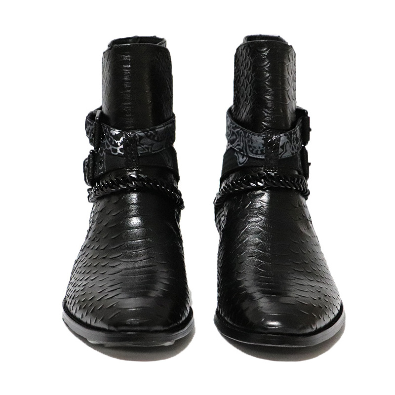 Chelsea Boots Men's Leather Serpentine Pointed Flower foto 3