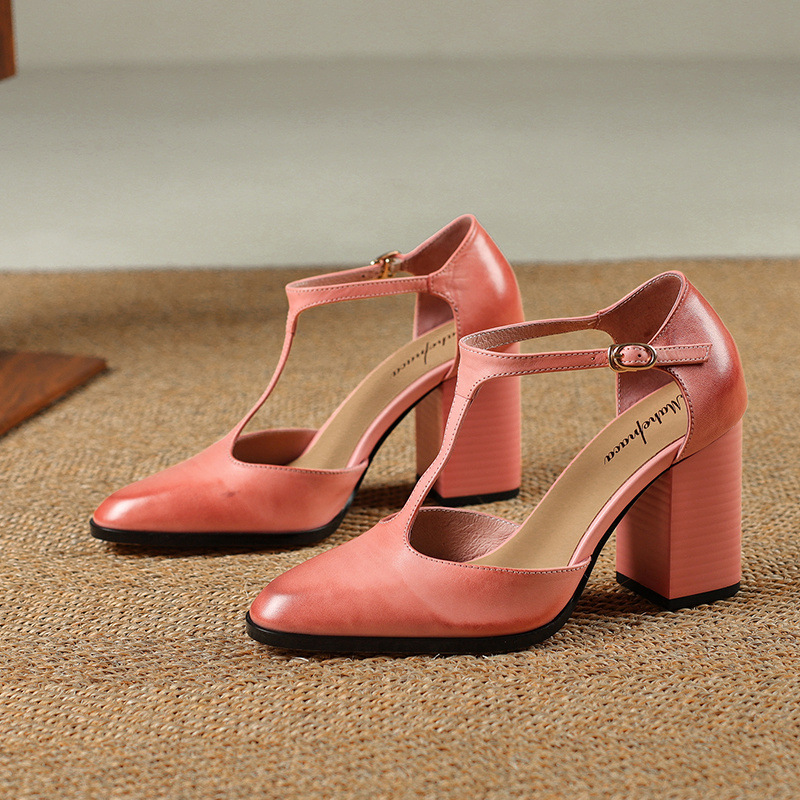 Baotou Hollow Women's Shoes Retro Pointed Mary Jane Shoes foto 2