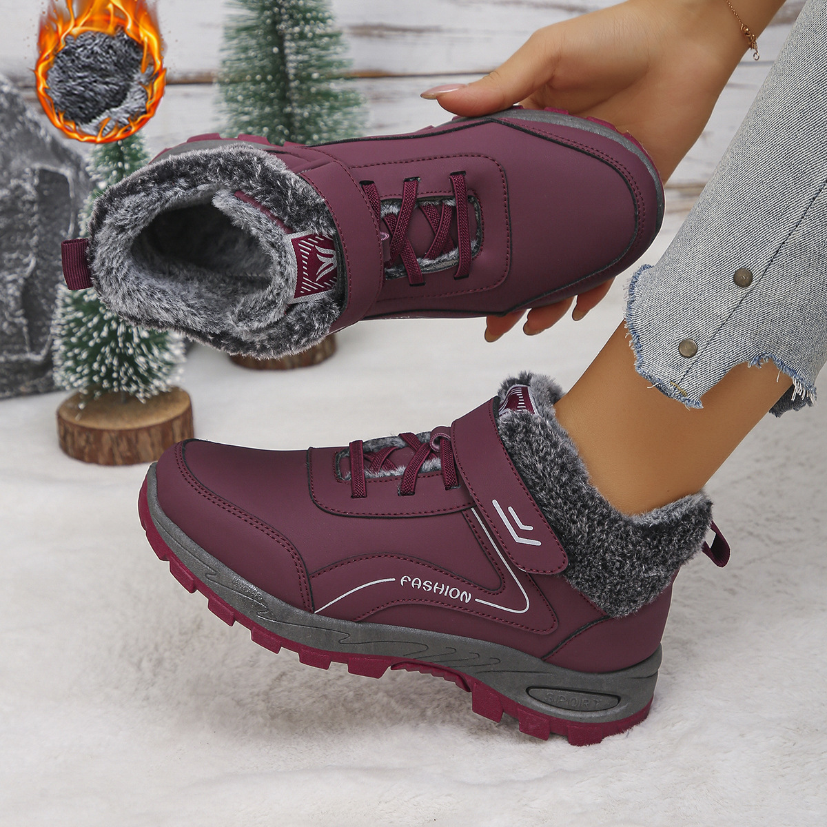 Womens Fleece-Lined Insulated Snow Boots For Cold Weather And Outdoor Use