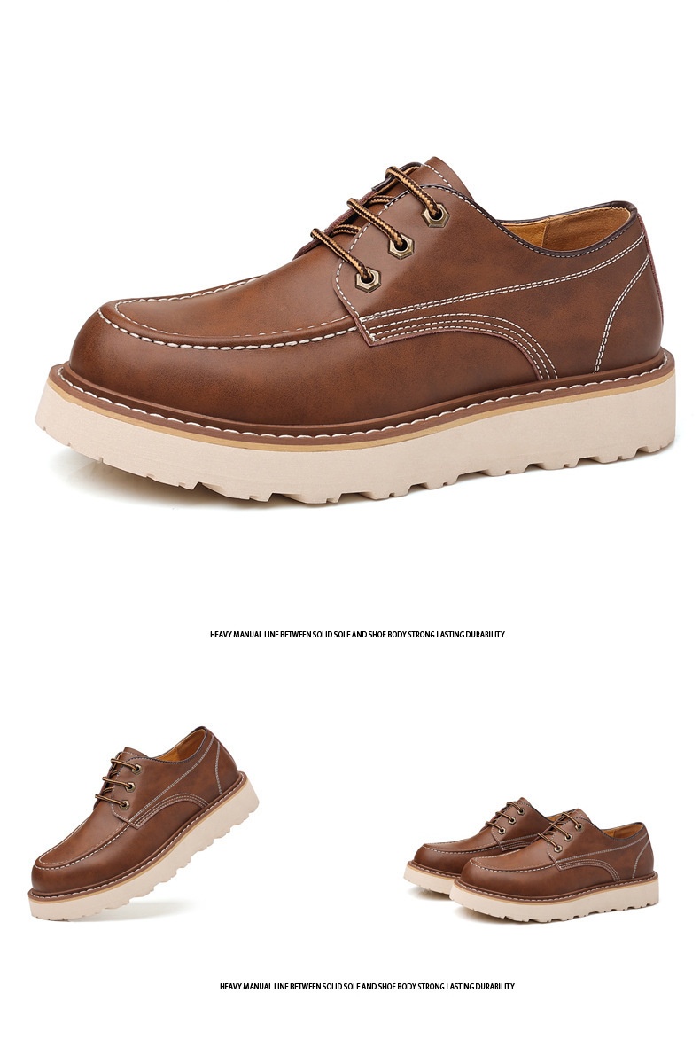Martin Boots Men's Low Top Retro Casual Shoes British Style Worker Boot Low-top Height Increasing Big Scalp Shoes foto 4