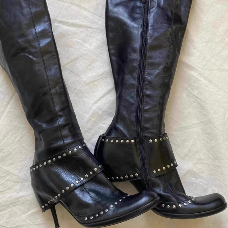 Studded Round-toe Fashion Over-the-knee Boots With A Thin Heel foto 2
